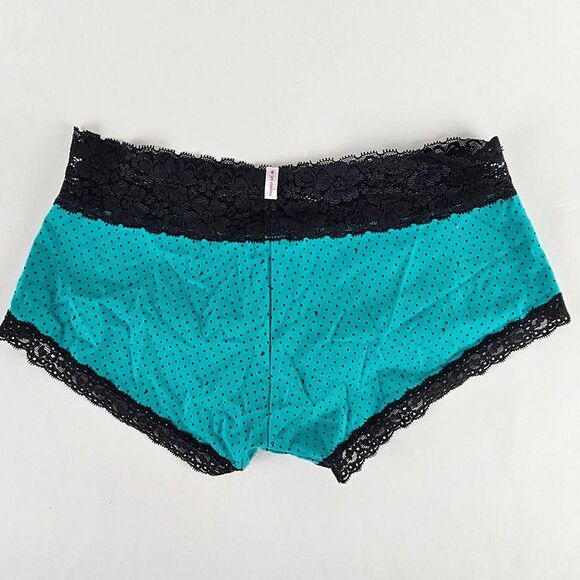 Victoria’s Secret M Boyshort Panty VS Pink Cheekster Medium Panties Teal Black - Picture 5 of 5